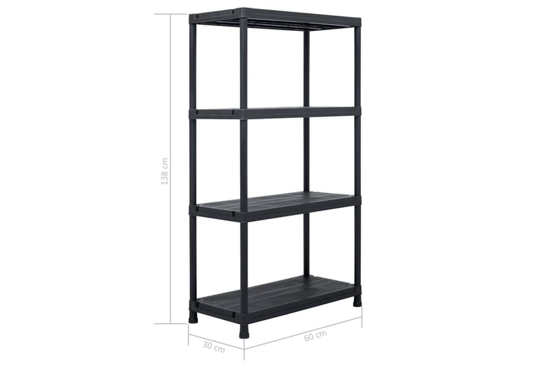 Varastohyllyt 2 kpl 100 kg muovi 60x30x138 cm musta - Musta - Säilytys - Hylly - Säilytyshylly - Varastohylly