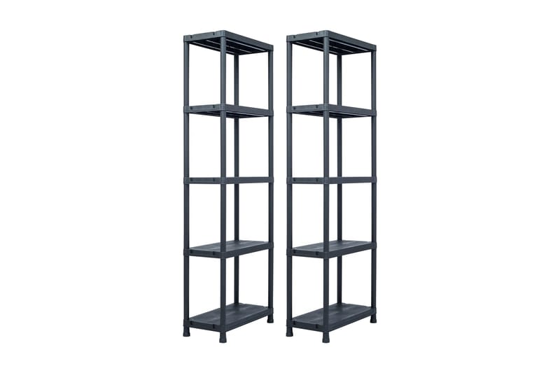 Varastohyllyt 2 kpl 125 kg muovi 60x30x180 cm musta - Musta - Säilytys - Hylly - Säilytyshylly - Varastohylly