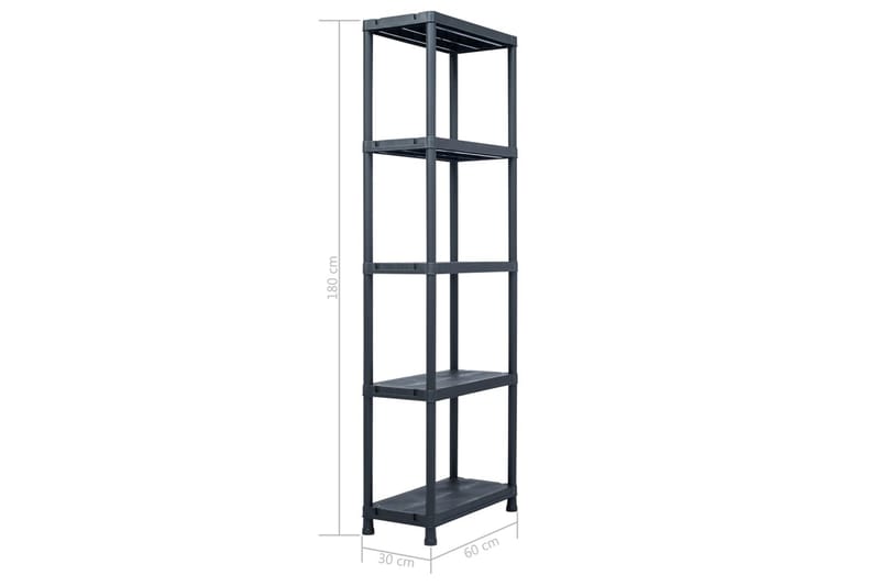 Varastohyllyt 2 kpl 125 kg muovi 60x30x180 cm musta - Musta - Säilytys - Hylly - Säilytyshylly - Varastohylly