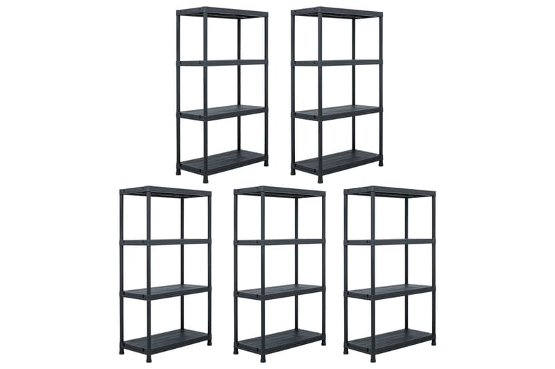 Varastohyllyt 5 kpl muovi 60x30x138 cm musta - Musta - Säilytys - Hylly - Säilytyshylly - Varastohylly