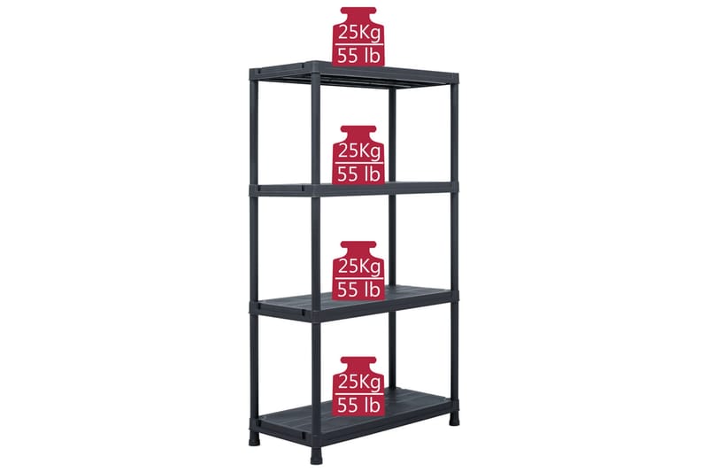 Varastohyllyt 5 kpl muovi 60x30x138 cm musta - Musta - Säilytys - Hylly - Säilytyshylly - Varastohylly
