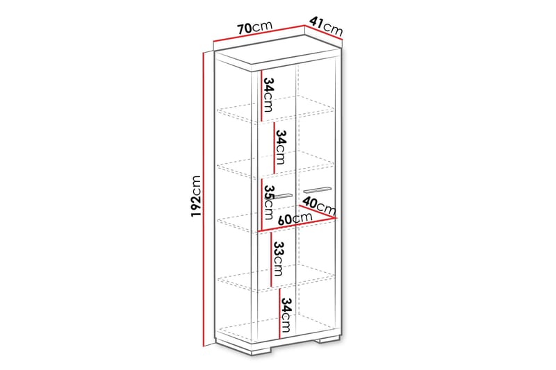 Vegas Kirjahylly 70x40,5x192 cm - Säilytys - Hylly - Kirjahylly