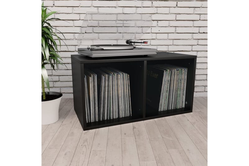 Vinyylilevyjen säilytyslaatikko musta 71x34x36 cm lastulevy - Musta - Säilytys - Hylly - Kirjahylly