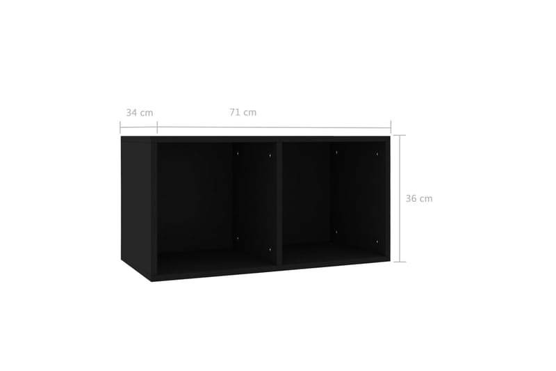 Vinyylilevyjen säilytyslaatikko musta 71x34x36 cm lastulevy - Musta - Säilytys - Hylly - Kirjahylly