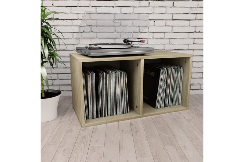 Vinyylilevyjen säilytyslaatikko tammi 71x34x36 cm lastulevy - Ruskea - Säilytys - Hylly - Kirjahylly