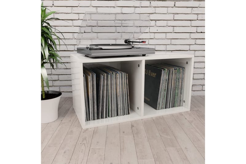 Vinyylilevyjen säilytyslaatikko valkoinen 71x34x36cm - Valkoinen - Säilytys - Hylly - Kirjahylly