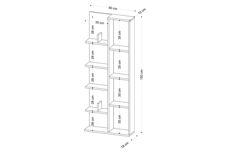 Viva kirjahylly 60x18 cm valkoinen - Hanah Home - Säilytys - Hylly - Kirjahylly