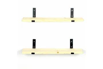 Wayte seinähylly 60 cm puuta metallirungolla musta/tammi - Musta/Tammi - Säilytys - Hylly - Seinähylly