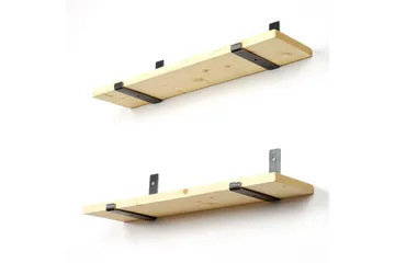 Wayte seinähylly 60 cm puuta metallirungolla musta/tammi - Musta/Tammi - Säilytys - Hylly - Seinähylly