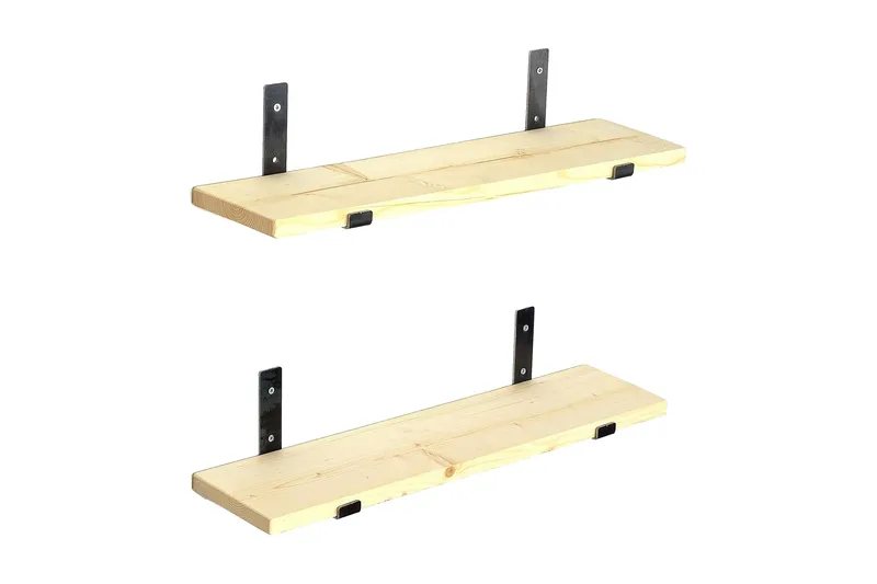 Wayte seinähylly 60 cm puuta metallirungolla musta/tammi, Musta/Tammi