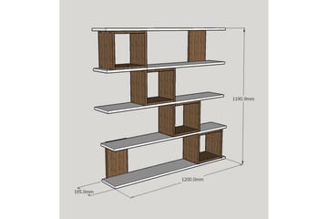 Windlar seinäkiinnitettävä kirjahylly 120 cm pähkinä - Valkoinen - Säilytys - Hylly - Kirjahylly