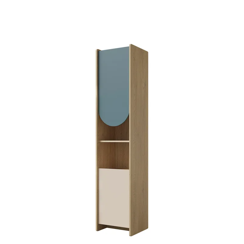 Zarek-kirjahylly 44 × 198 cm, ruskea, sininen, beige