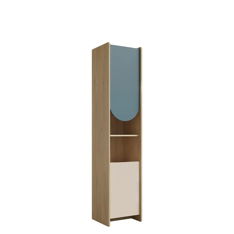 Zarek-kirjahylly 44 × 198 cm, ruskea, sininen, beige