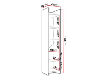 Zarek-kirjahylly 44 × 198 cm - Ruskea ja vaaleanpunainen - Säilytys - Hylly - Kirjahylly