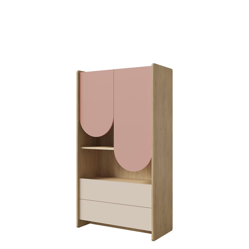 Zarek-kirjahylly 84 × 151 cm, ruskea, vaaleanpunainen, beige