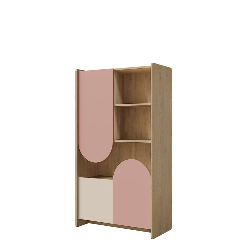 Zarek-kirjahylly 84 × 151 cm, ruskea, vaaleanpunainen, beige