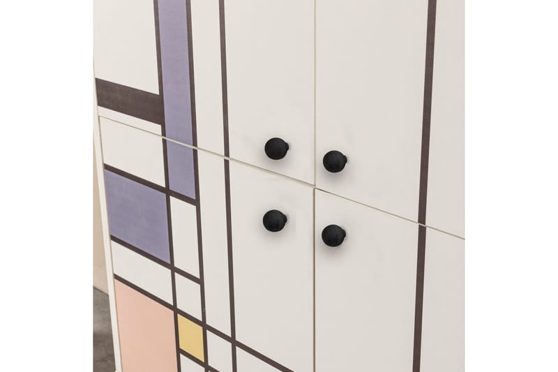 Midia korkea kaappi 95x111 cm valkoinen/ruskea/liila/keltainen - Hanah Home - Säilytys - Kaappi - Säilytyskaappi