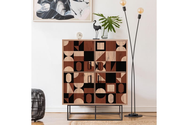 Quantum Solo korkea kaappi 93x115 cm musta/ruskea - Hanah Home - Säilytys - Kaappi - Säilytyskaappi