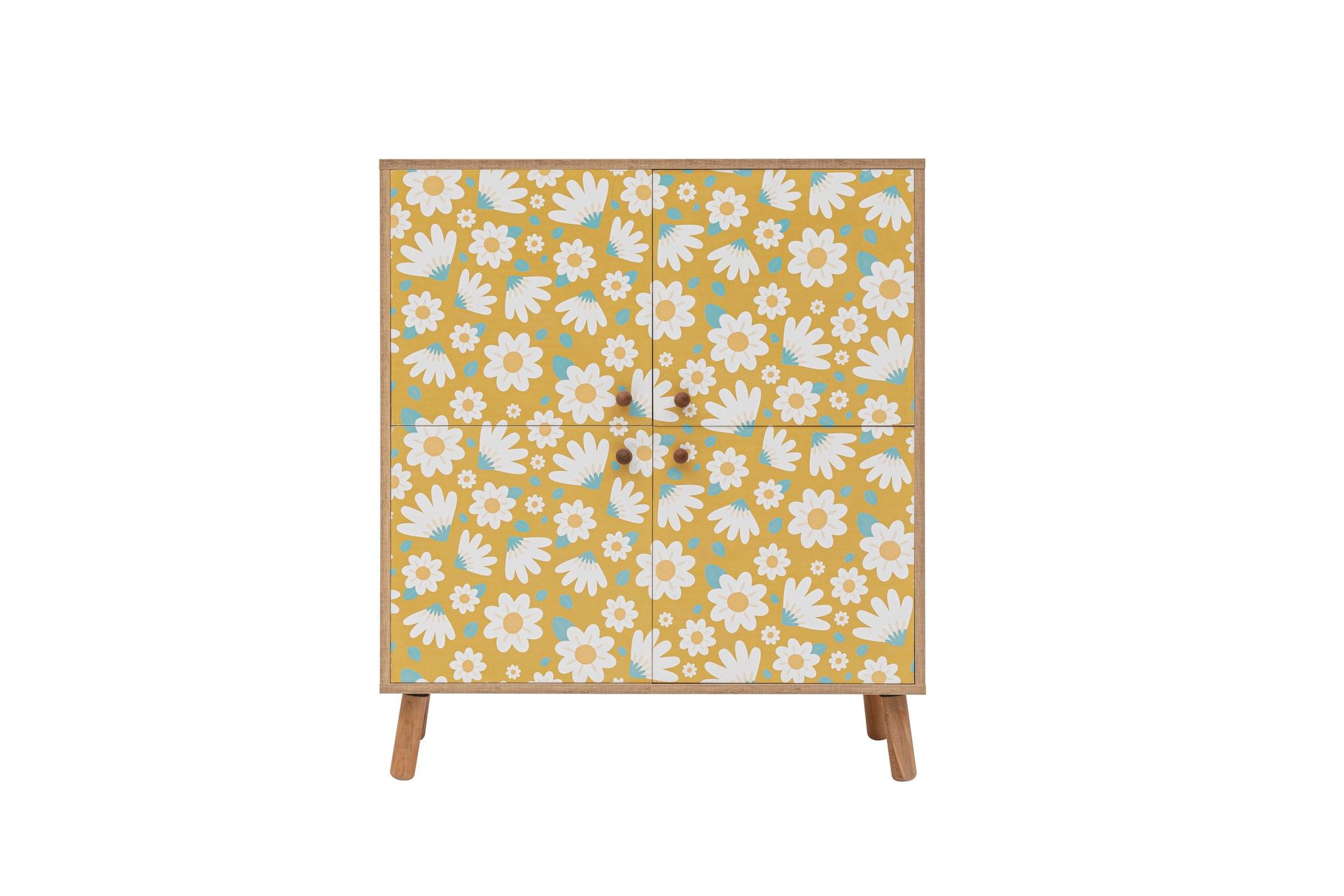 Posy korkea kaappi 95x111 cm ruskea/valkoinen - Hanah Home - Säilytys - Kaappi - Säilytyskaappi