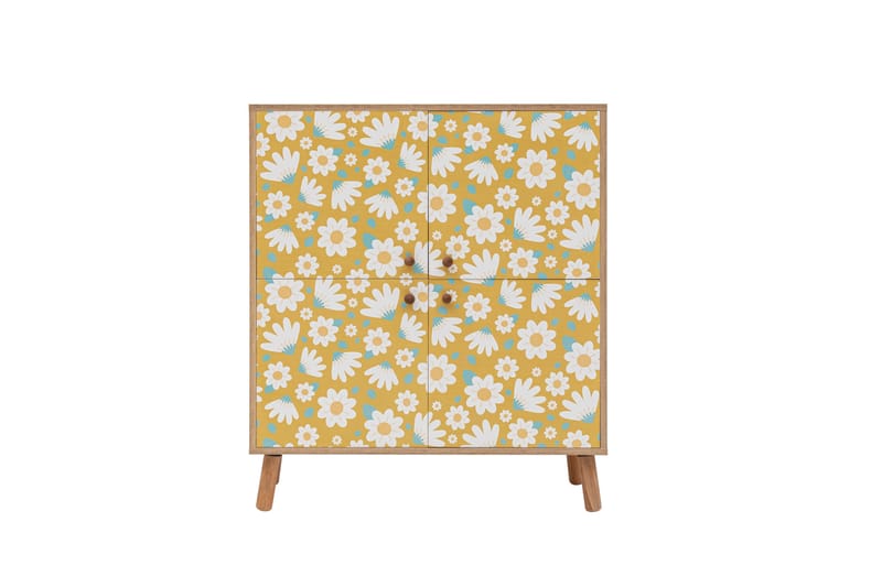 Posy korkea kaappi 95x111 cm ruskea/valkoinen - Hanah Home - Säilytys - Kaappi - Säilytyskaappi