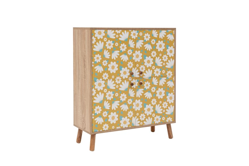 Posy korkea kaappi 95x111 cm ruskea/valkoinen - Hanah Home - Säilytys - Kaappi - Säilytyskaappi