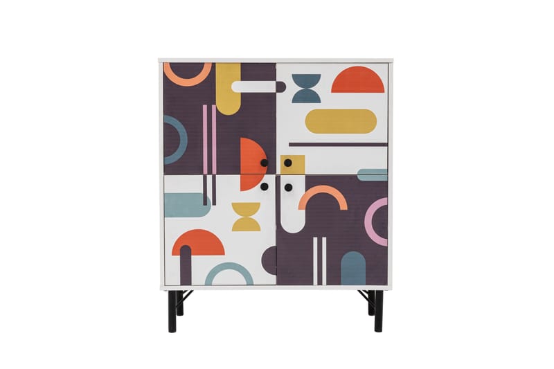 Sia korkea kaappi 95x111 cm valkoinen/ruskea/liila/keltainen - Hanah Home - Säilytys - Kaappi - Säilytyskaappi