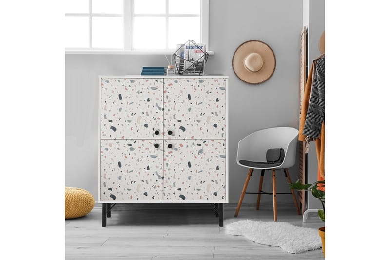 Terrazzo korkea kaappi 95x111 cm valkoinen - Hanah Home - Säilytys - Kaappi - Säilytyskaappi