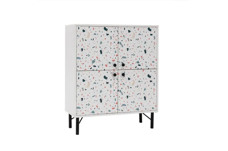 Terrazzo korkea kaappi 95x111 cm valkoinen - Hanah Home - Säilytys - Kaappi - Säilytyskaappi