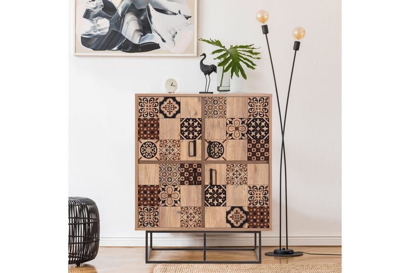 Quantum Solo korkea kaappi 93x115 cm musta/ruskea - Hanah Home - Säilytys - Kaappi - Säilytyskaappi