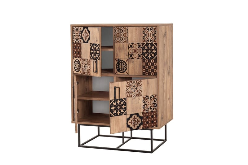 Quantum Solo korkea kaappi 93x115 cm musta/ruskea - Hanah Home - Säilytys - Kaappi - Säilytyskaappi