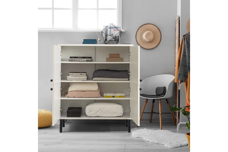 Sia korkea kaappi 95x111 cm valkoinen/ruskea/liila/keltainen - Hanah Home - Säilytys - Kaappi - Säilytyskaappi