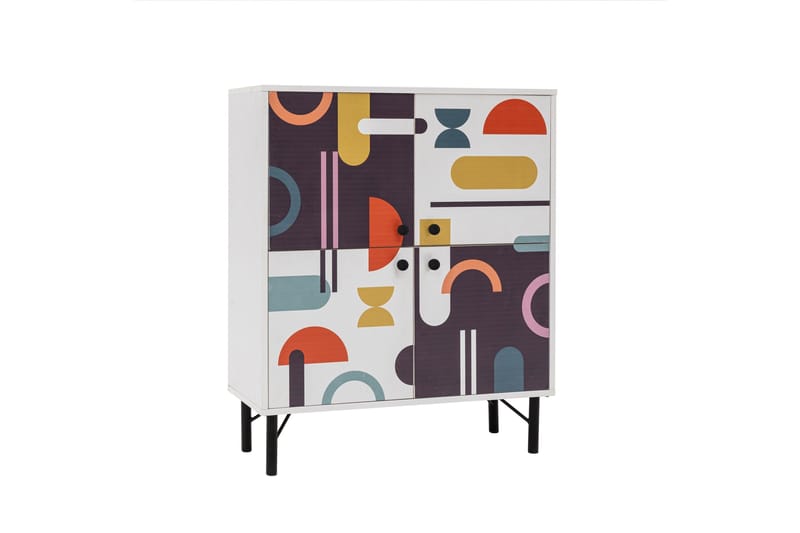 Sia korkea kaappi 95x111 cm valkoinen/ruskea/liila/keltainen - Hanah Home - Säilytys - Kaappi - Säilytyskaappi
