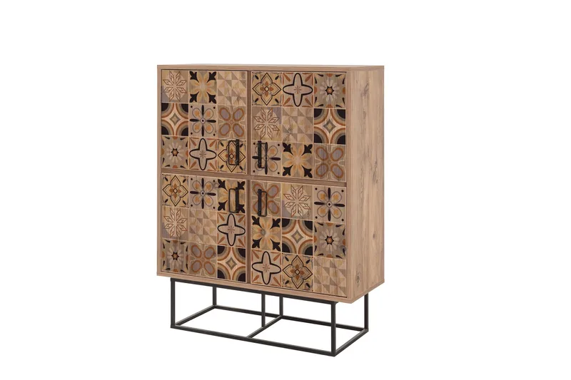 Quantum Solo korkea kaappi 93x115 cm musta/ruskea - Hanah Home - Säilytys - Kaappi - Säilytyskaappi