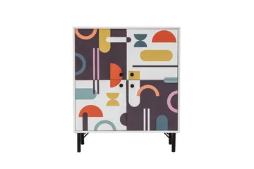 Sia korkea kaappi 95x111 cm valkoinen/ruskea/liila/keltainen - Hanah Home - Säilytys - Kaappi - Säilytyskaappi