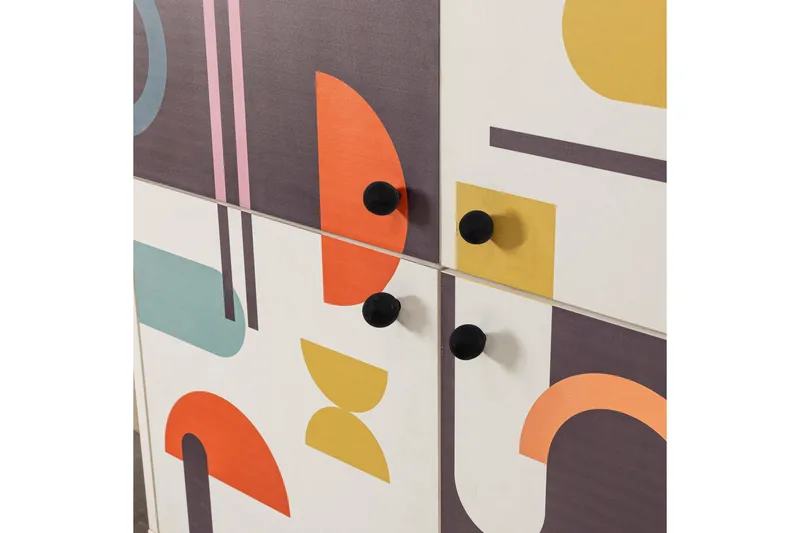 Sia korkea kaappi 95x111 cm valkoinen/ruskea/liila/keltainen - Hanah Home - Säilytys - Kaappi - Säilytyskaappi