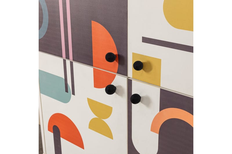 Sia korkea kaappi 95x111 cm valkoinen/ruskea/liila/keltainen - Hanah Home - Säilytys - Kaappi - Säilytyskaappi