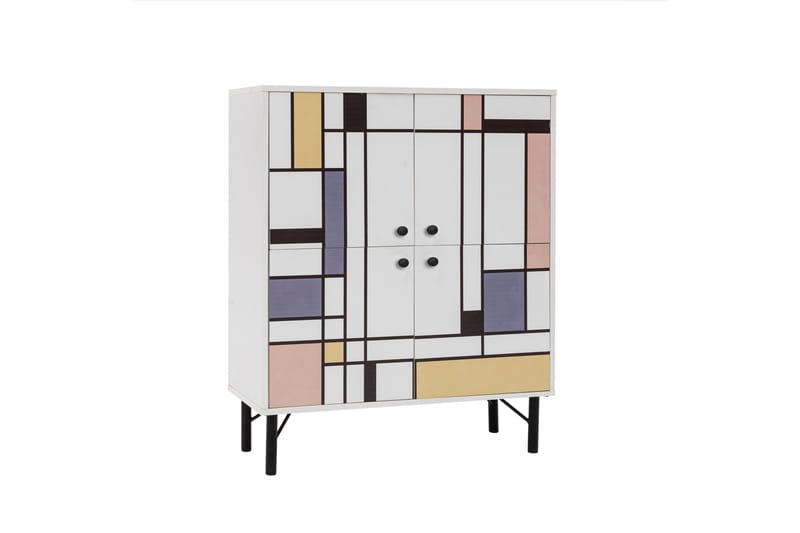 Midia korkea kaappi 95x111 cm valkoinen/ruskea/liila/keltainen - Hanah Home - Säilytys - Kaappi - Säilytyskaappi