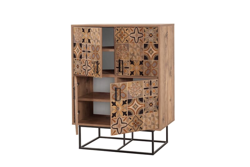 Quantum Solo korkea kaappi 93x115 cm musta/ruskea - Hanah Home - Säilytys - Kaappi - Säilytyskaappi