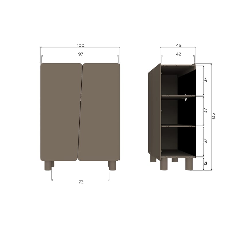 2-ovinen kaappi Root 100 cm - Tryffelinruskea - Säilytys - Kaappi - Säilytyskaappi