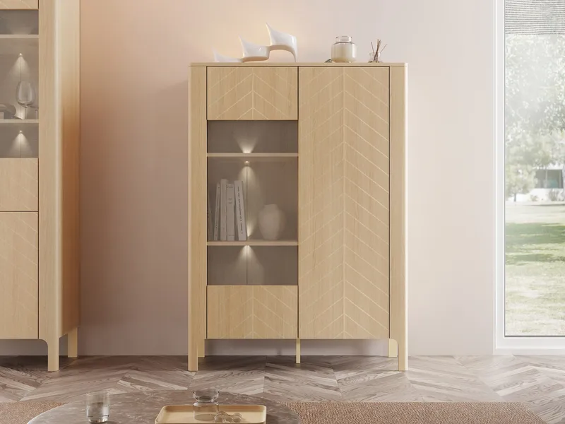 Aggarwal Vitriinikaappi 103 cm Valaistuksella - Säilytys - Kaappi - Vitriini