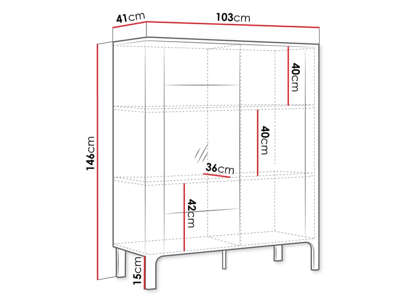 Aggarwal Vitriinikaappi 103 cm Valaistuksella - Säilytys - Kaappi - Vitriini