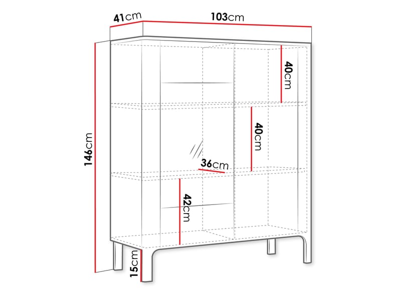 Aggarwal Vitriinikaappi 103 cm - Säilytys - Kaappi - Vitriini