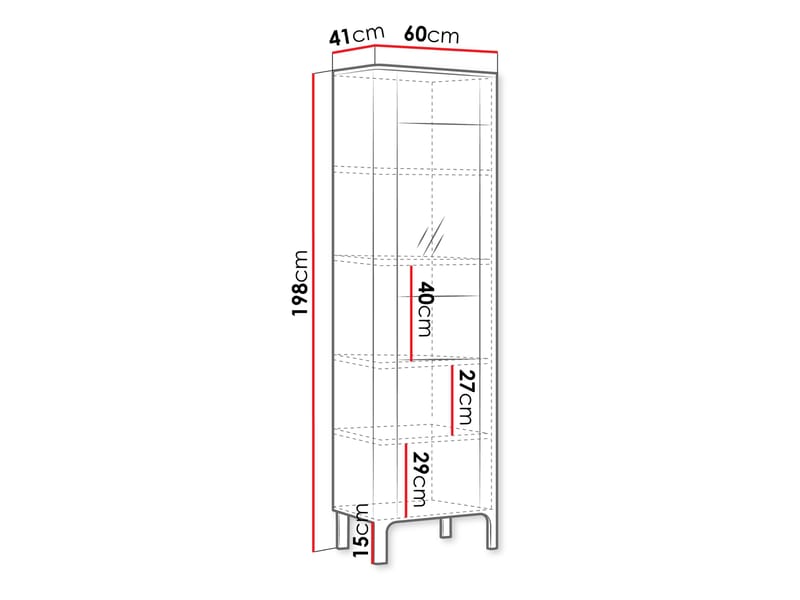Aggarwal Vitriinikaappi 60 cm Valaistuksella - Säilytys - Kaappi - Vitriini