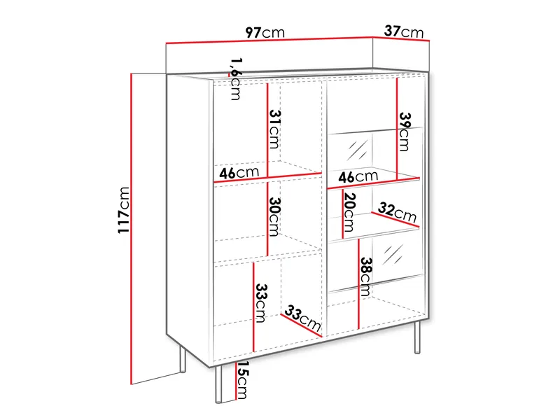 Akihito Vitriinikaappi 97x117 cm - Ruskea - Säilytys - Kaappi - Vitriini