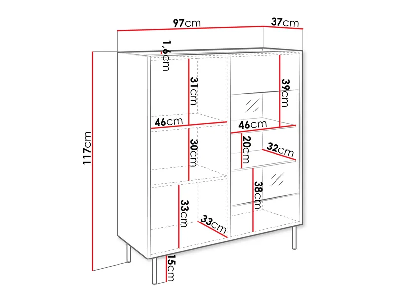 Akihito Vitriinikaappi 97x117 cm - Ruskea - Säilytys - Kaappi - Vitriini