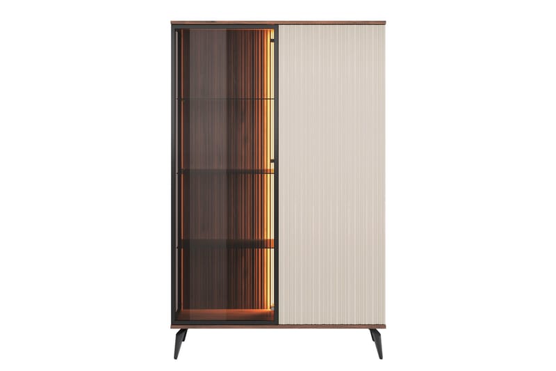 Akinari Vitriinikaappi 103x162 cm - Ruskea / Beige - Säilytys - Kaappi - Vitriini