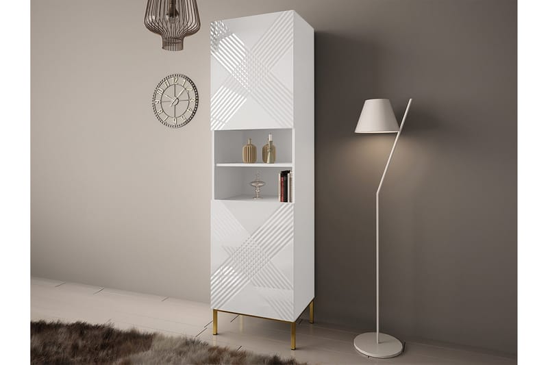 Alim Vitriinikaappi 55x200 cm - Valkoinen - Säilytys - Kaappi - Vitriini