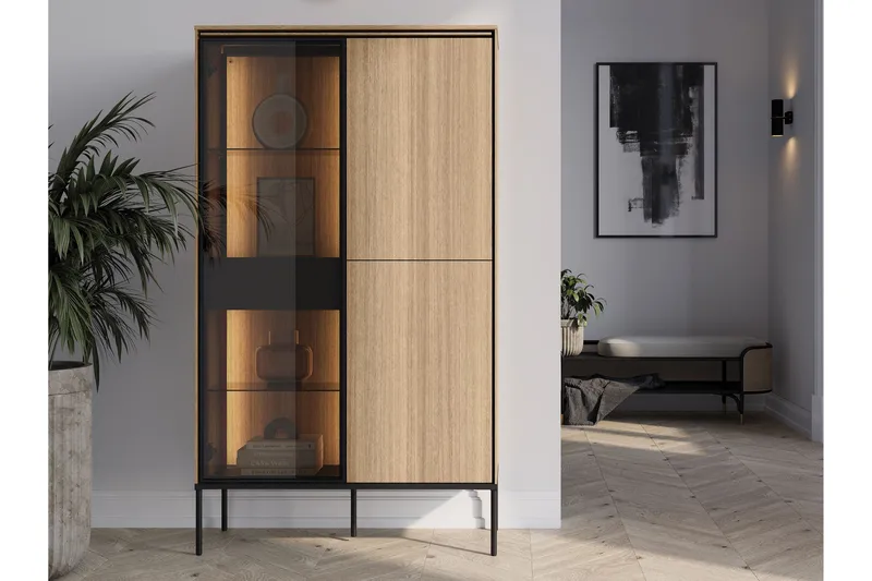 Basici Vitriinikaappi 91x158 cm - Valkoinen - Säilytys - Kaappi - Vitriini