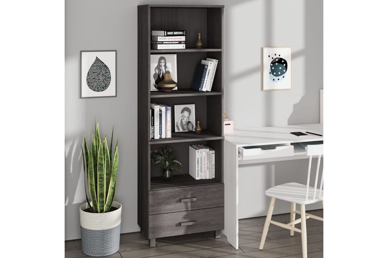 beBasic Hylly vaaleanharmaa 60x35x180 cm täysi mänty - Harmaa - Säilytys - Kaappi - Säilytyskaappi