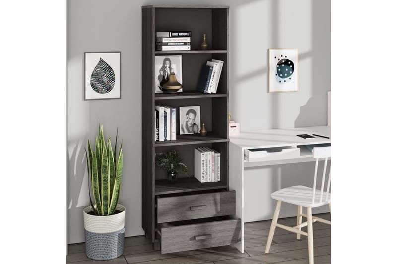 beBasic Hylly vaaleanharmaa 60x35x180 cm täysi mänty - Harmaa - Säilytys - Kaappi - Säilytyskaappi
